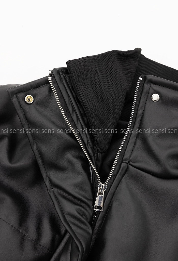 کاپشن چرم کوتاه پشم شیشه کد1005179